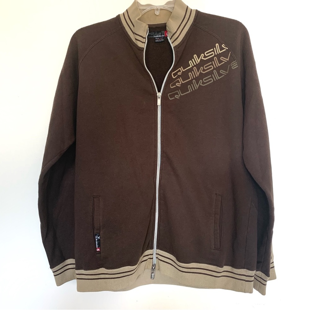 Quicksilver Boys Large Brown and Tan Zip-up Jacket